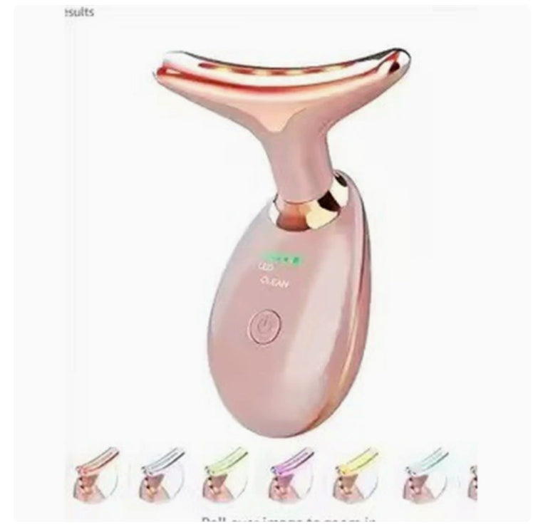 Masajeador de cuello GlowPulse en color rosa, con el cabezal curvo y el botón de encendido