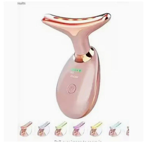 Masajeador de cuello GlowPulse en color rosa, con el cabezal curvo y el botón de encendido